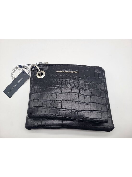 French Connection Handbags - French Connection Dale Double Slim Pouches Croc Print Black Travel Accessory